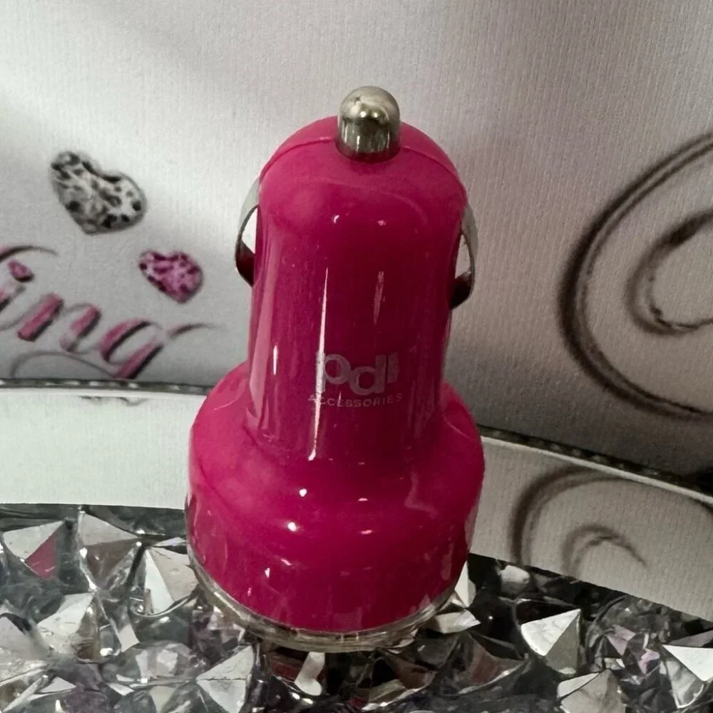 PDI car charging port dual usb Pink cute Car Charger